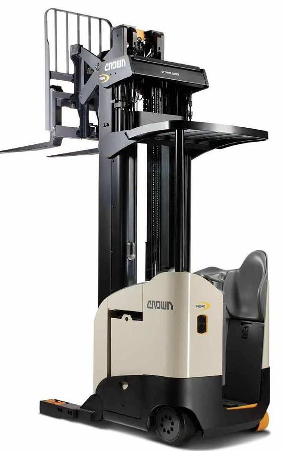 Used CROWN MODEL RR5725-35 NARROW ISLE FORKLIFT STAND UP ELECTRIC