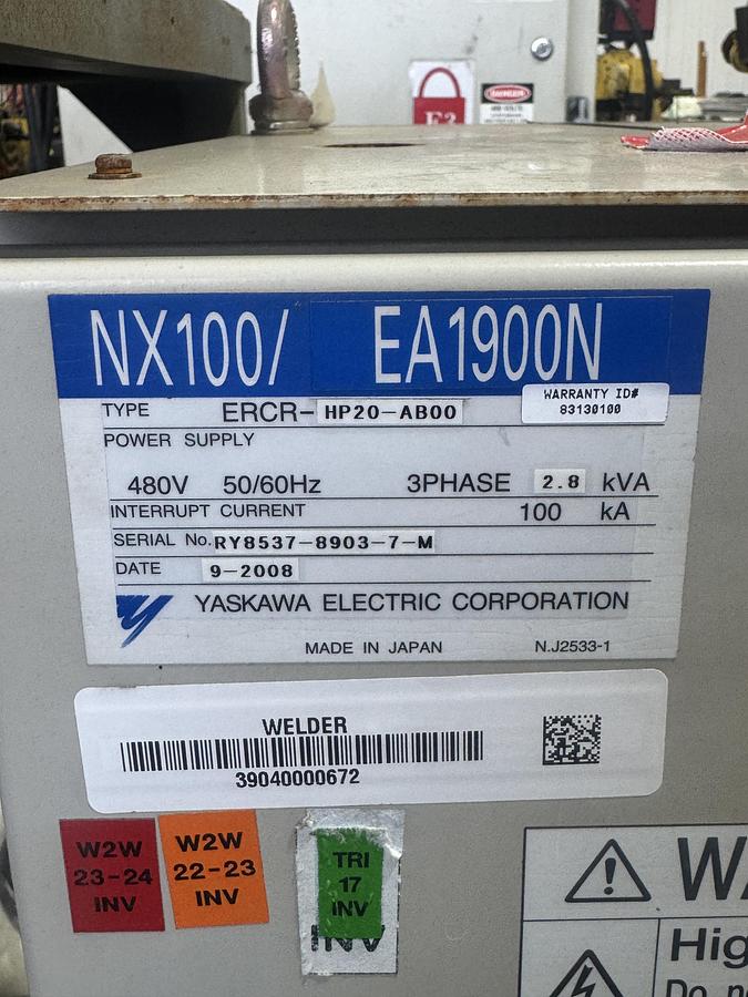 Used MOTOMAN EA1900N MIG WELDING CELL WITH TRUNNION AND 7TH AXIS RTU FOR SALE