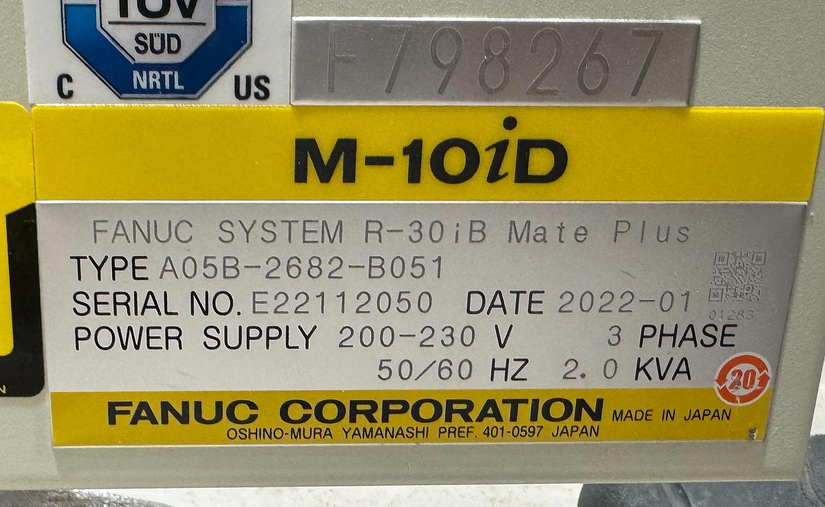 Used FANUC M-10iD/12 6 AXIS ROBOT WITH R-30iB PLUS CONTROLLER, TEACH PENDANT, AND CABLES