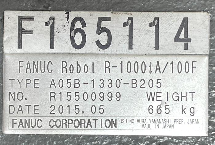 Used 2015 FANUC R-1000iA/100F 6 AXIS ROBOT WITH R30iB CONTROL FOR SALE