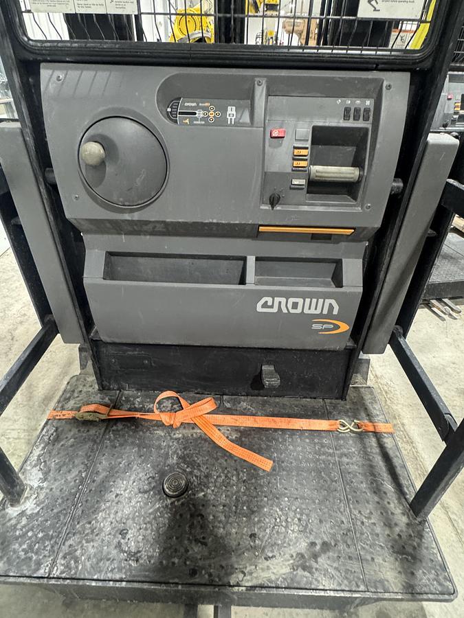 Used CROWN SP35020-30 3,000 LB ORDER PICKER STAND ON FORKLIFT