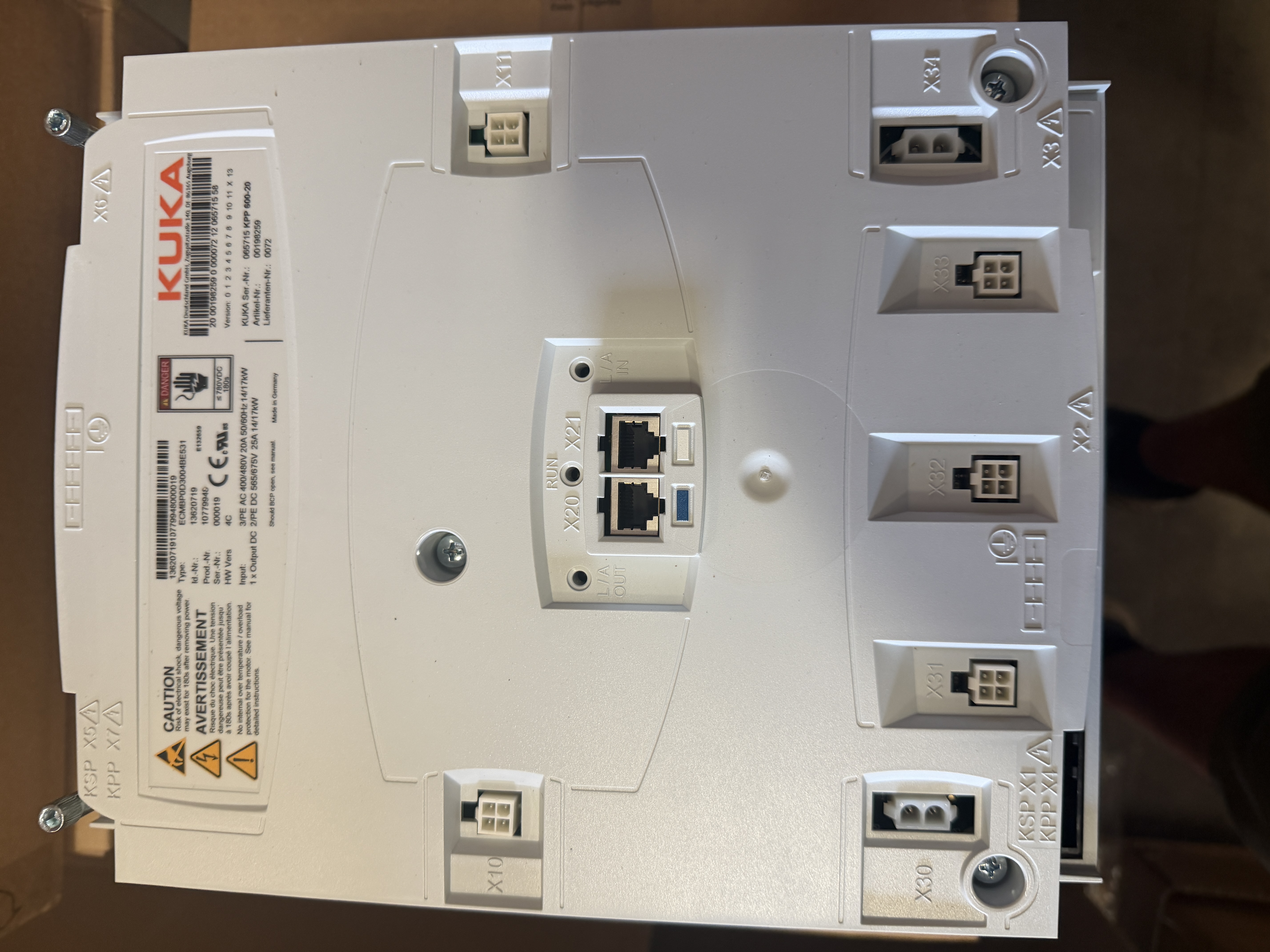 Kuka power supply Art No. 00198259 KPP 600-20 Type: ECMBP0D3004BE531