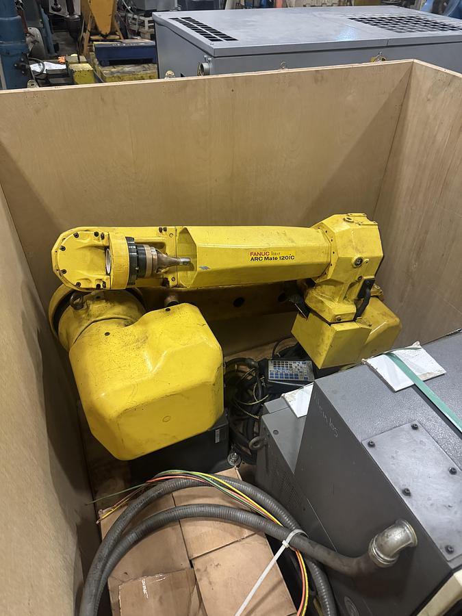 Used FANUC ARCMATE 120iC ROBOT WITH HYPERTHERM PLASMA CUTTER, R30iA CONTROLLER, PENDANT, AND CABLES