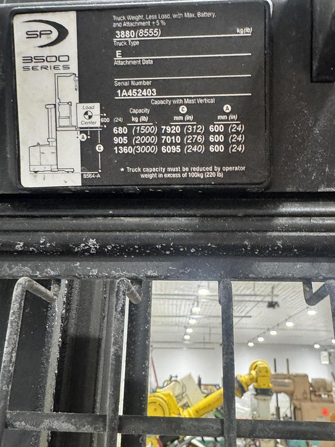 Used CROWN SP35020-30 3,000 LB ORDER PICKER STAND ON FORKLIFT