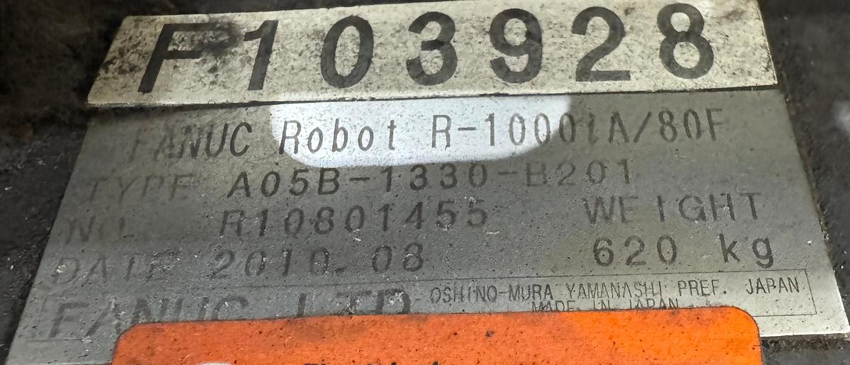 Used FANUC R-1000iA/80F 6 AXIS ROBOT WITH R-30iA CONTROL FOR SALE, 80 KG LIFT X 2230 MM REACH