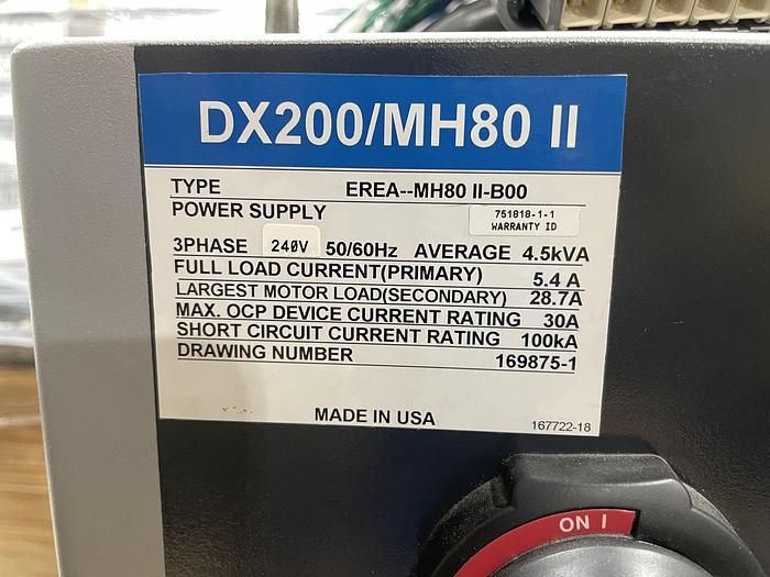 Used YASKAWA MOTOMAN MH80II 6 AXES ROBOT 80KG X 2061MM REACH WITH DX200 CONTROLLER