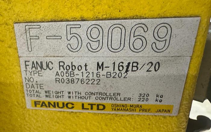 Used FANUC M16iB/20 WITH RJ3iB CONTROLLER, PENDANT, AND CABLES