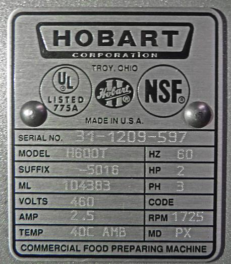 Used HIDDEN -- USED Hobart® 60-Quart Mixer with Bowl Guard, Model H600T, in Great Condition