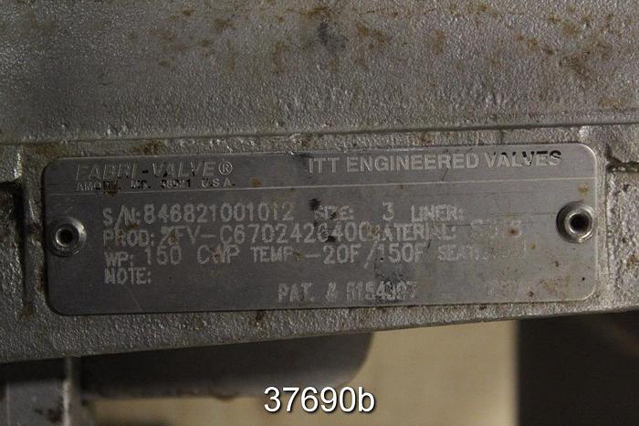 Used Fabri 3" Hand Operated Knife Gate Valve, C67 #37690