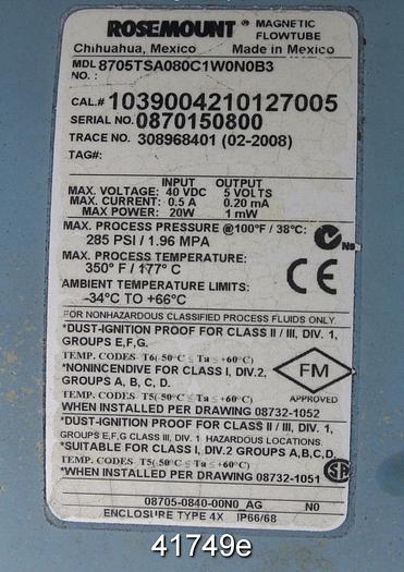 Used Rosemount 8" Magnetic Flow Tube #41749