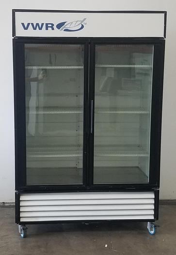 Used VWR GDM-49 Double Glass Door Deli Refrigerator 49Cf 115v