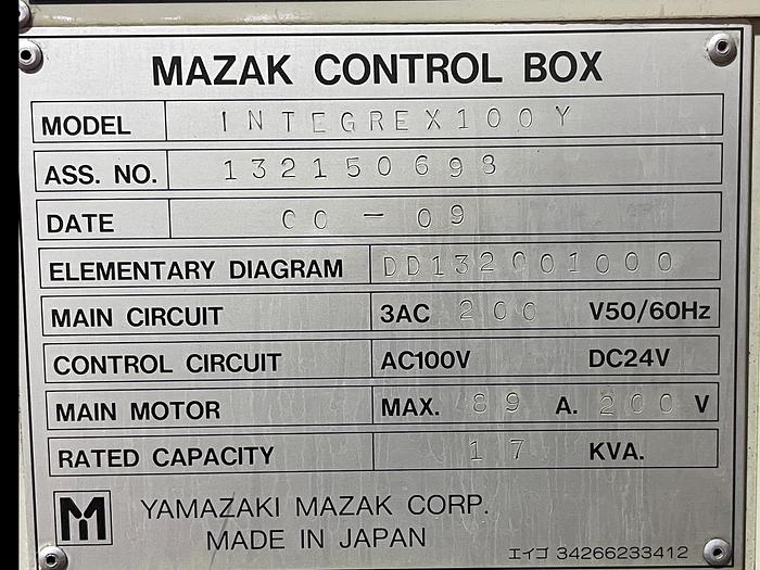 Used MAZAK INTEGREX 100Y CNC TURNING CENTER W/MAZATROL 640MT PC-FUSION CONTROL