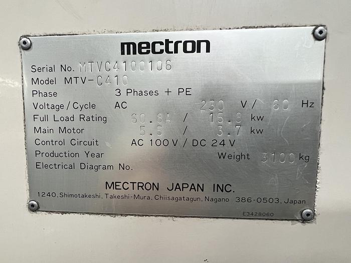 Used 1999 Miyano MTV-C410 Vertical Machining Center w/ 2 Pallet Changer