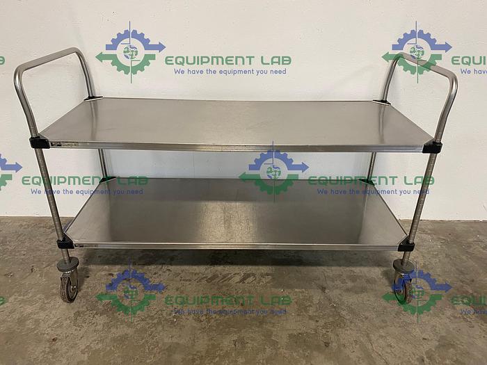 Used Metro  60" W x 24" D x 38" H Two Tier Stainless Steel Rolling Utility Cart