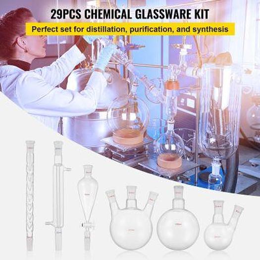 For Sale CROSSOCEAN 32PC Set New Glassware 24/40 Lab 32PCS Chemistry Lab Distillation Kit 250 1000ml for Separation Purification