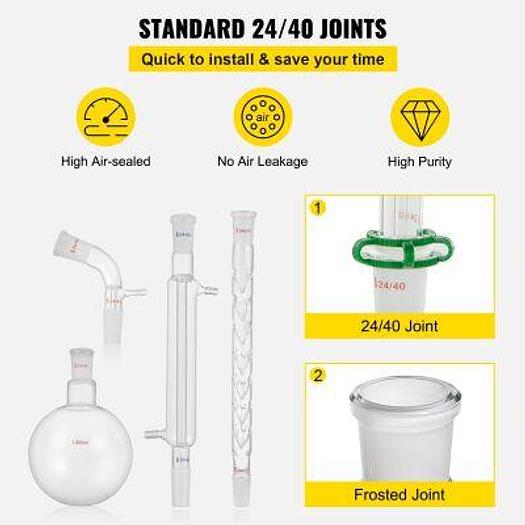 For Sale CROSSOCEAN 32PC Set New Glassware 24/40 Lab 32PCS Chemistry Lab Distillation Kit 250 1000ml for Separation Purification