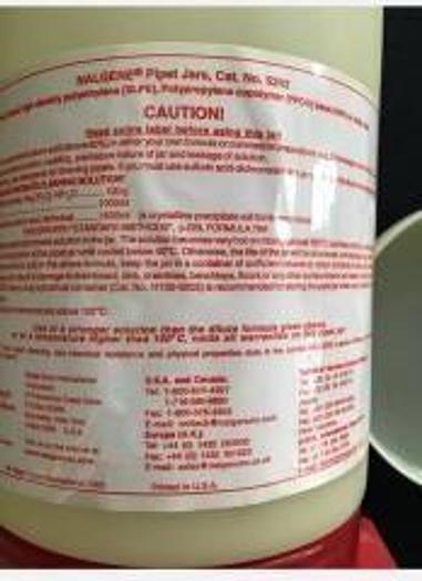 Used For Sale THERMO NALGENE Pipet Jars Wash 27” Cleaning Jar Size E HDPE Fits Up To 16” Pipet 5242 Pipetter