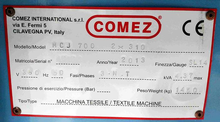 Usato Ref. 5.4.06.058 Telaio ad aghi jacquard Comez mod. MCJ 700  anno 2013