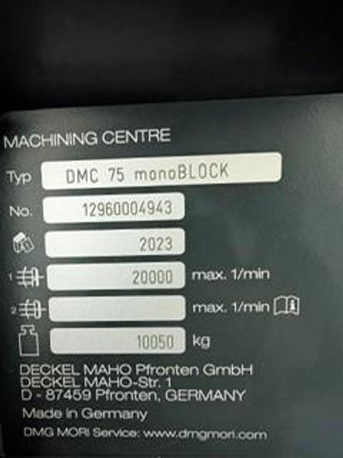 D'occasion 2023 DECKEL MAHO DMG DMC 75 monoBLOCK