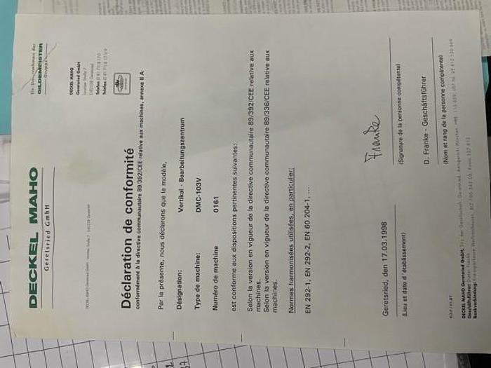 D'occasion 1998 DECKEL MAHO DMG DMG DMC 103 V