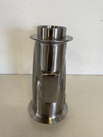 Used Stainless Steel 4-way Elbow w/ 4" & 1 1/2" Sanitary Fitting to 3" & 4 1/2" OD