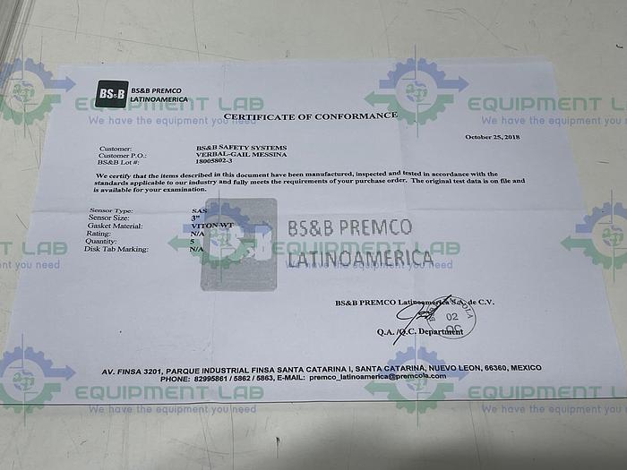 BS&B Burst Alert Sensor SAS Sensor Size 3"