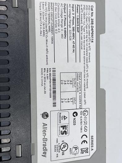 Used Allen-Bradley 25B-D4P0N114 Ser A