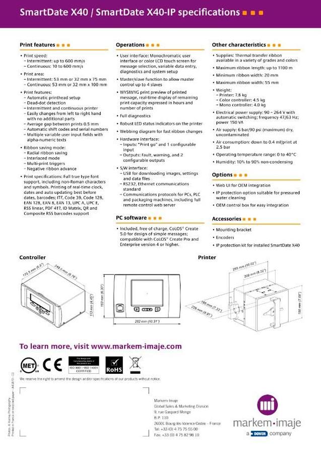 Used MARKEM IMAJE SMARTDATE PRINTER