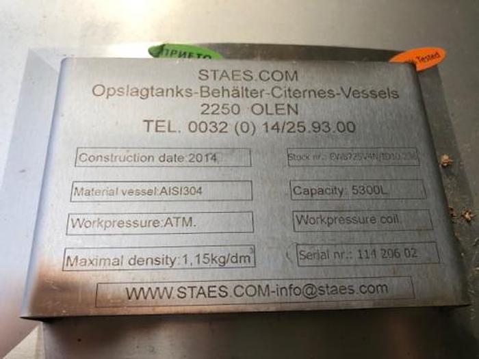 Brugt 5300 liters opretstående rustfrie NYE tanke