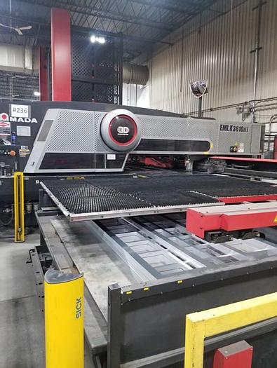 Used 2011 33 Ton Amada EMLK-3610NT Punch/Laser Combo Machine w. ASR 3015N TK Tower Loader