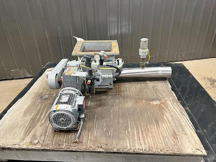 Used USED ROTARY AIR LOCK VALVE, SIZE: 10'' X 4'' BLOW-THROUGH, CAST IRON, PFENING