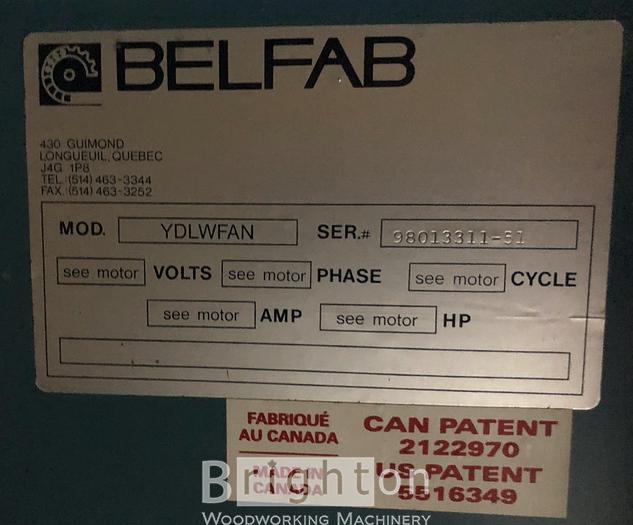 Used Belfab YDLWFAN 15hp Used 6 bag indoor dust collector