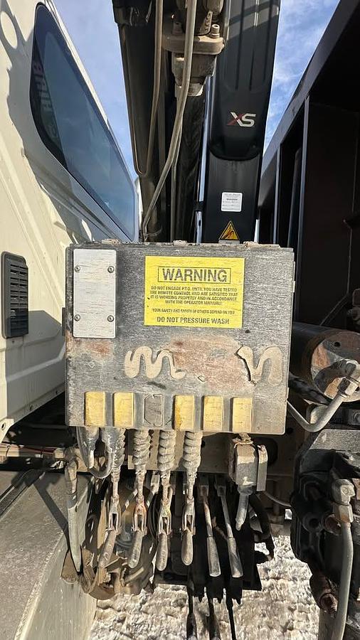 Used 2010 International 7600 Crane truck with a dump box