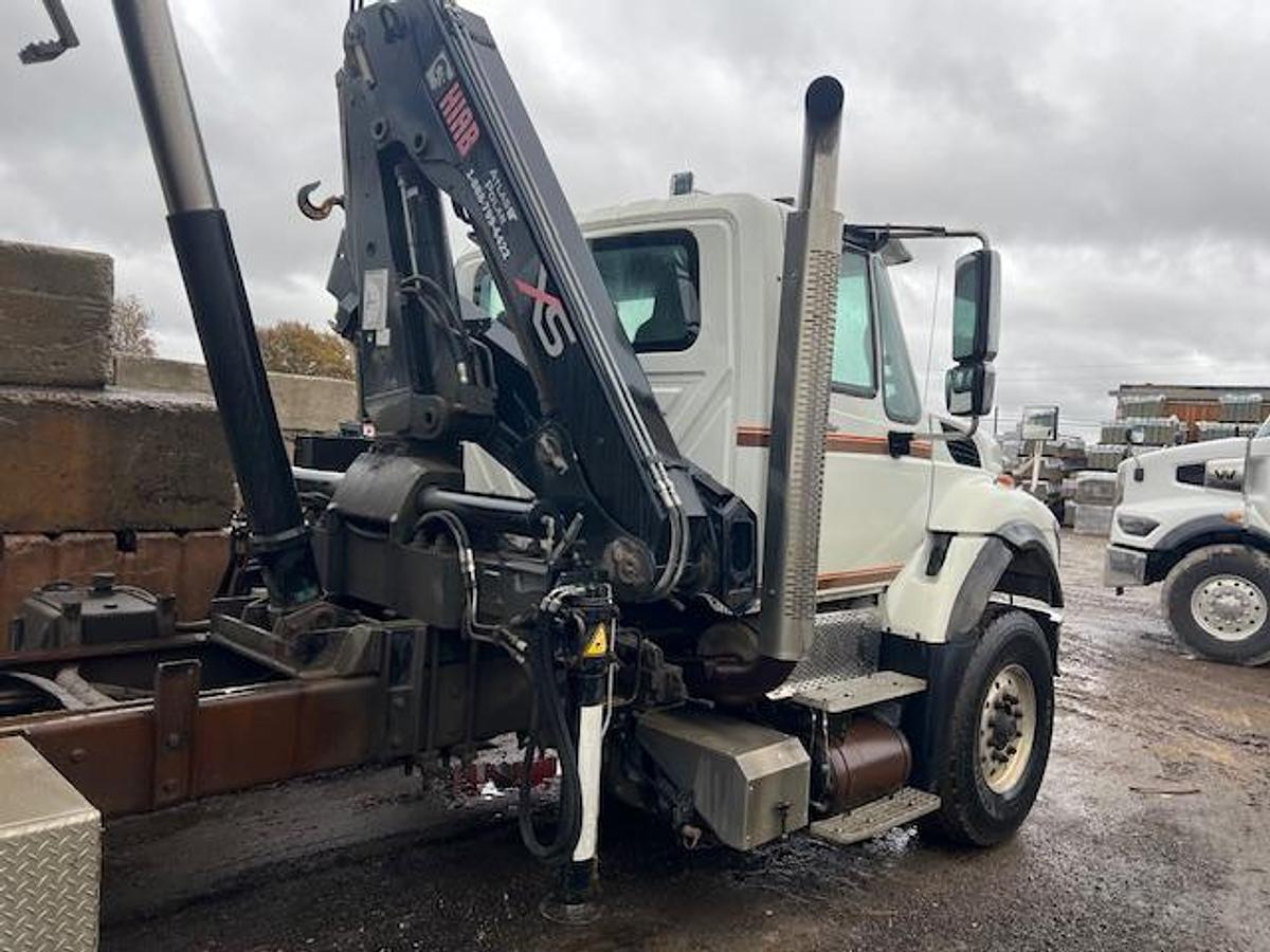 Used 2010 International 7600 Crane truck with a dump box