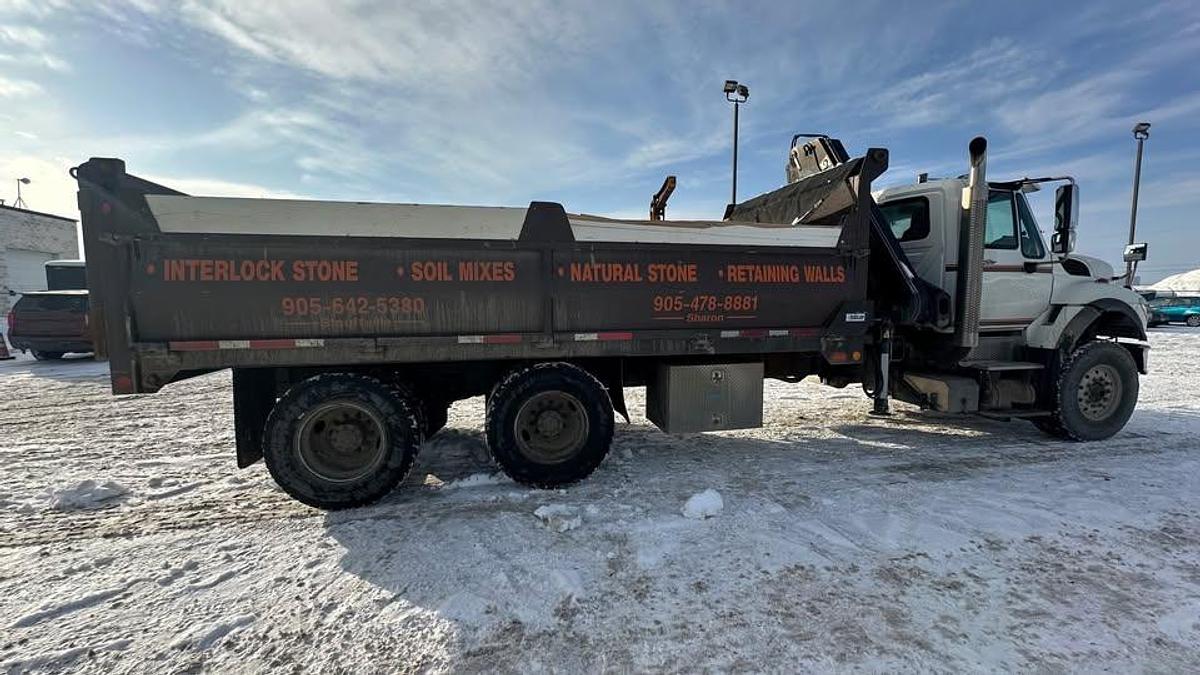 Used 2010 International 7600 Crane truck with a dump box