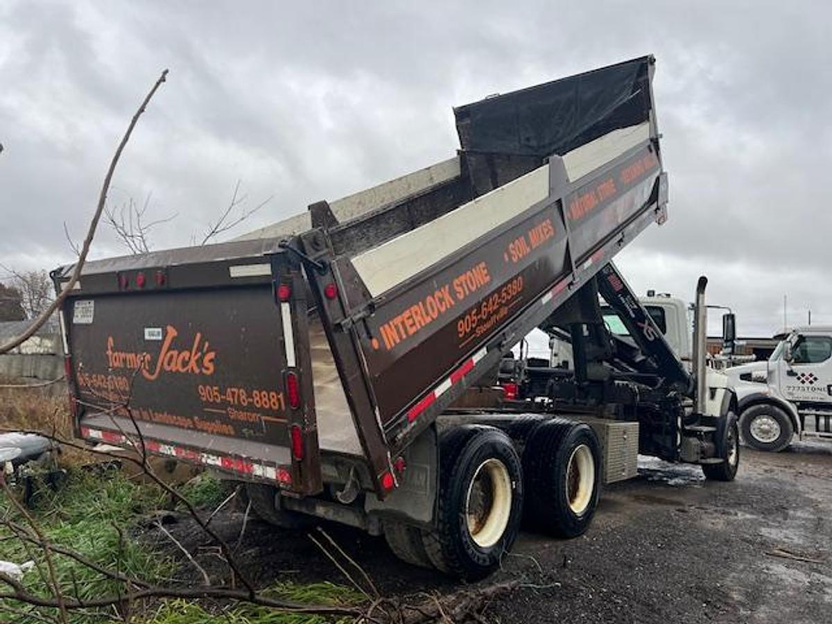Used 2010 International 7600 Crane truck with a dump box
