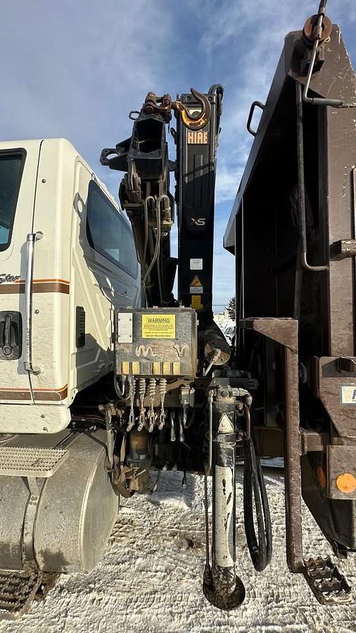 Used 2010 International 7600 Crane truck with a dump box