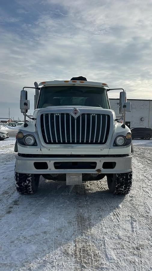 Used 2010 International 7600 Crane truck with a dump box