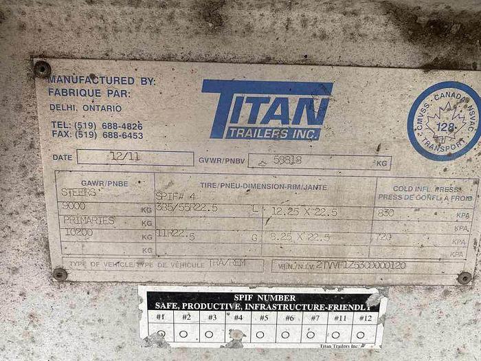 Used 2011 TITAN 53' Walking Floor Trailer Model 53-5-tw-wf