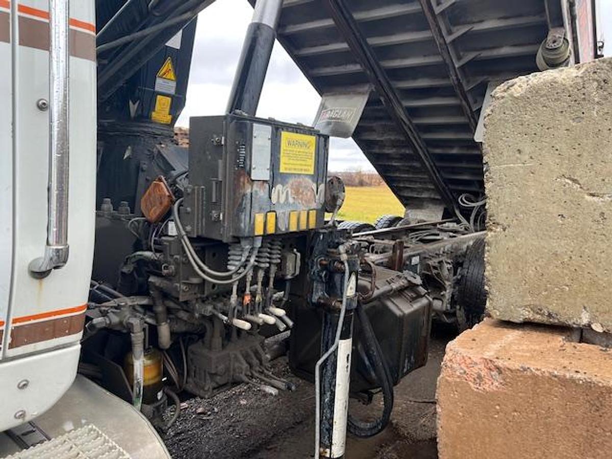 Used 2010 International 7600 Crane truck with a dump box