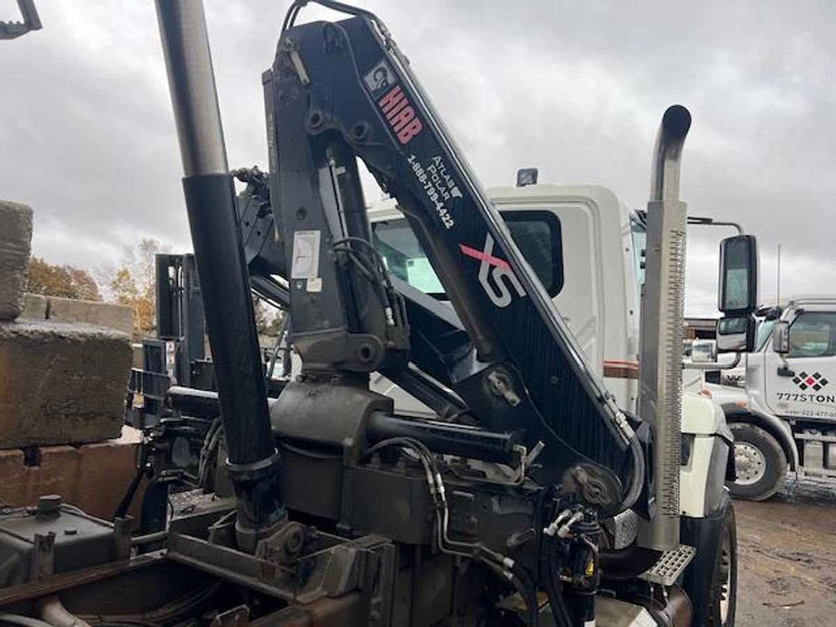 Used 2010 International 7600 Crane truck with a dump box