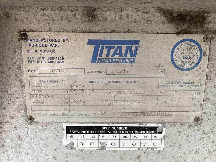 Used 2011 TITAN 53' Walking Floor Trailer Model 53-5-tw-wf