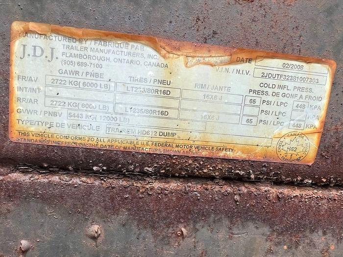 Used 2008 JNJ DUMP TRAILER 6 foot by 12 foot heavy duty $6,750