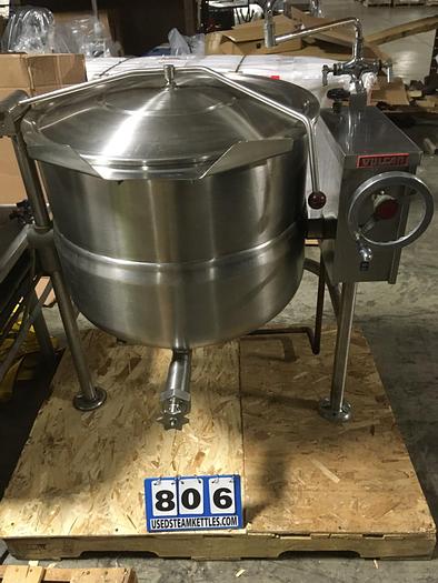 Used VULCAN-CROWN  DLT-40, 40 GAL. "DIRECT STEAM" TILTING STEAM KETTLE w/ 2" TDO & S/S E-Z LIFT COVER. (#806)