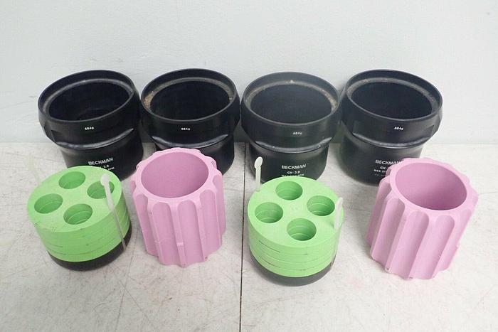 Used Lot of 4 Beckman GH 3.8 Centrifuge Swing Buckets with 4 Inserts