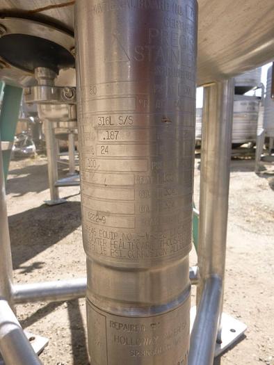 Used Tank, 79 Gallon, 316L Stainless Steel, Jacketed, 50 PSI, Fermenter, C #L744278