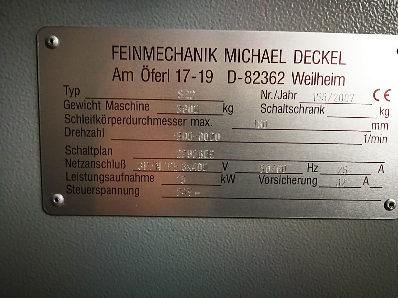 Used MICHAEL DECKEL S22 E TURBO - 2007