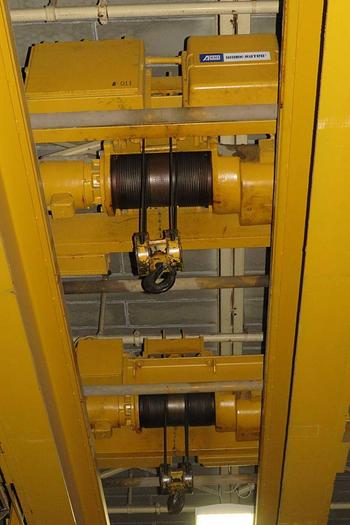 Used 10-TON OVERHEAD MATERIAL HANDLING BRIDGE CRANE