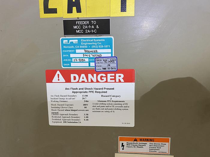 Used CUTLER HAMMER 3000 / 4500 KVA DRY TYPE TRANSFORMER W/ BREAKERS AND SWITCH