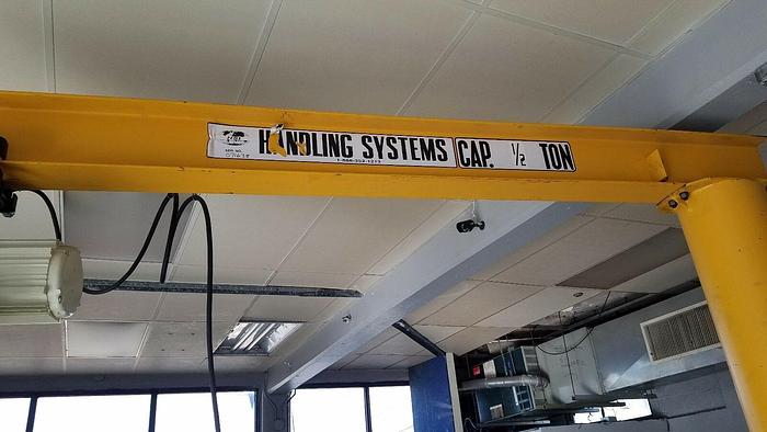 Used 10' x 1/2 Ton Jib Crane Swing Arm Boom with Electric Hoist
